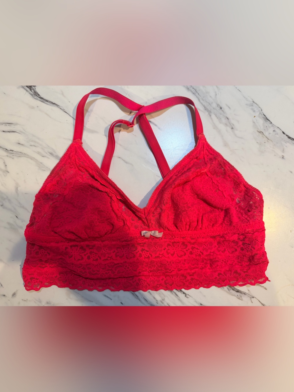 aerie hot pink Lace Triangle Bralette with Adjustable Straps